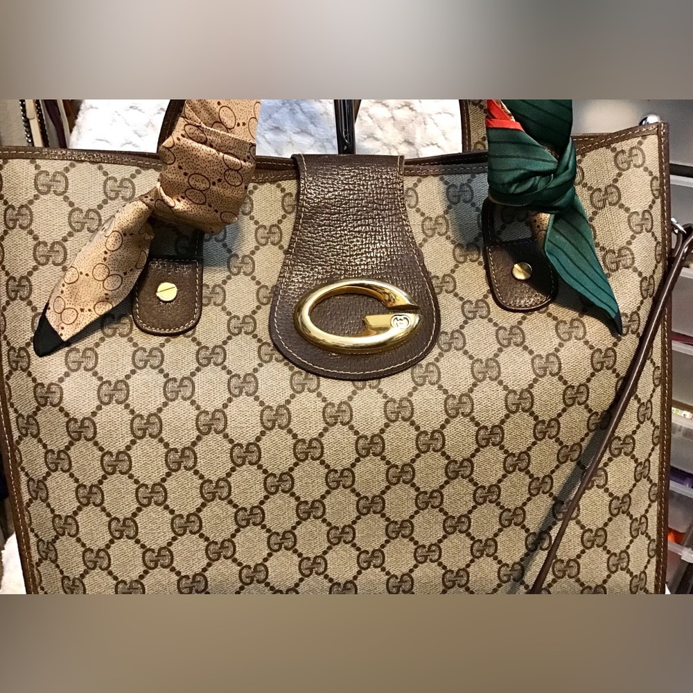 Gucci Monogrammed PVC Leather Tote - Picture 2 of 16